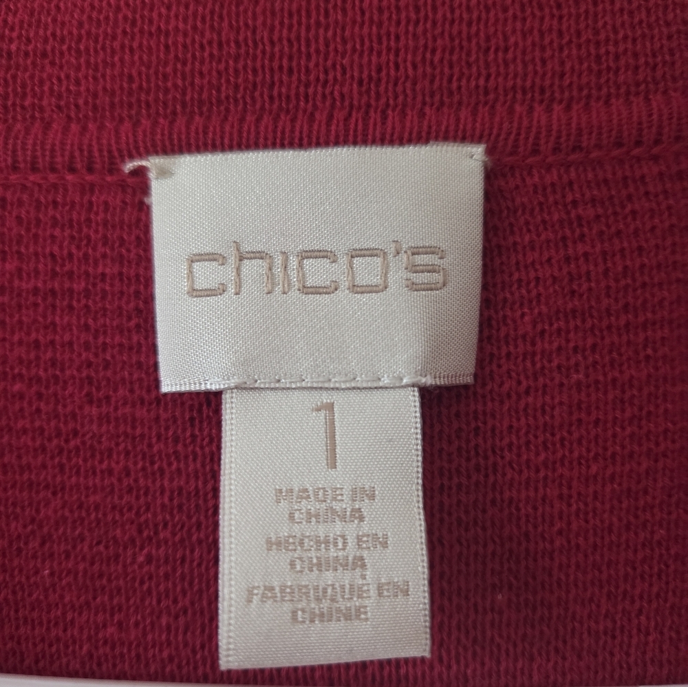 Chico's Long Open-Front Cardigan in Raspberry - Picture 5 of 5